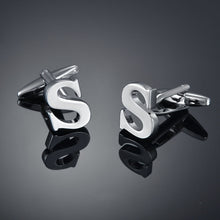 Load image into Gallery viewer, Men's French Shirt Cuff Links Male Cuff Links for Men Gift for Men 26 Letters A-Z High Quality Brass Silver Color Cufflinks
