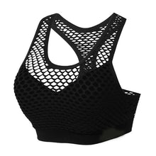 Load image into Gallery viewer, Mesh Sports Bra Hollow Out Sport Top Seamless Fitness Yoga Bras Women Gym Top Padded Running Vest Shockproof Push Up Crop Top
