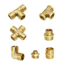 Load image into Gallery viewer, Brass 1/4“ 1/2 3/4 1inch Male Female Thread Connector Elbow Tee Cross Water Splitter Repair Copper Fittings Reducing Connector 1pcs
