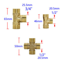 Load image into Gallery viewer, Brass 1/4“ 1/2 3/4 1inch Male Female Thread Connector Elbow Tee Cross Water Splitter Repair Copper Fittings Reducing Connector 1pcs
