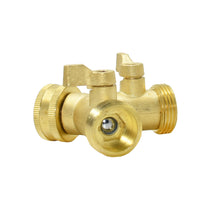 Load image into Gallery viewer, Brass Female 3/4" to 2-way Tap 5/8" Nipple Water Splitter 3/4" Male Y Garden Tap Quick Connector Irrigation Valve 1pcs
