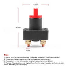 Load image into Gallery viewer, Mini Portable Waterproof Auto Car Truck Boat Camper 12V 100A Battery Isolator Disconnect Cut Off Switch Battery Cut Off Power
