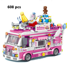 Load image into Gallery viewer, Mini Parts City Outing Bus Compatible Friends Camper Van Camping Car Princess Model Building Blocks Sets Bricks Toys For Girls
