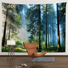 Load image into Gallery viewer, Misty Foggy Forest Tapestry Wall Hanging Aesthetic Room Decor Boho Nature Landscape Tree Wall Tapestry Bedroom Home Decoration
