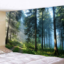 Load image into Gallery viewer, Misty Forest Tree Printed Large Wall Tapestry Cheap Hippie Wall Hanging Bohemian Wall Tapestries Mandala Wall Art Decor
