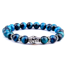 Load image into Gallery viewer, Fashion Natural AAA Royal Blue Tiger Eye Stone Beads Bracelet Men Buddha Charm Bracelets Stretch Pulsera Women Jewelry
