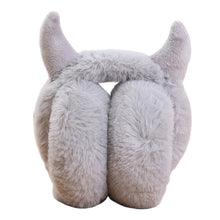 Load image into Gallery viewer, Fashion Plush Feel Female Winter Earmuff With Horns Warm Ear Muffs Headphones Shape Adjustable Foldable Christmas
