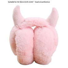 Load image into Gallery viewer, Fashion Plush Feel Female Winter Earmuff With Horns Warm Ear Muffs Headphones Shape Adjustable Foldable Christmas
