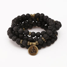 Load image into Gallery viewer, Fashion Women`s Bracelet Matte Frosted Amazonite Beads with Lotus OM Buddha Charm Yoga Bracelet 108 Mala Necklace Dropshipping
