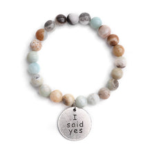 Load image into Gallery viewer, Fashion Women`s Bracelet Matte Frosted Amazonite Beads with Lotus OM Buddha Charm Yoga Bracelet 108 Mala Necklace Dropshipping
