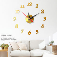 Load image into Gallery viewer, Wall Clock Modern Large Wall Digital Clocks  Mirror Sticker Unique Big Number Watch Art    Acrylic Decor For Home Office Kids Room
