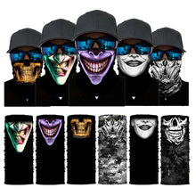Load image into Gallery viewer, Movie Clown Anime Skull Seamless Balaclava Halloween Magic Scarf Headwear Sports Bandanas Men Cycling Hiking Scarf Neck Gaiter
