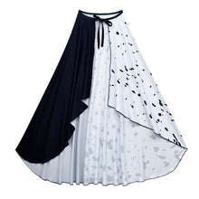 Load image into Gallery viewer, Movie Cruella De Vil Cosplay Costumes Kids Gown Black White Maid Dress Halloween Party Dress with Cloak Wig
