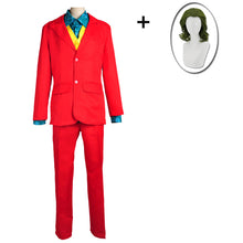 Load image into Gallery viewer, Movie Joker Cosplay Suit Full Set Outfits Men's Halloween Costumes The Joker Uniform Red Suit Halloween Men Women Outfit+Mask
