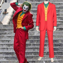 Load image into Gallery viewer, Movie Joker Cosplay Suit Full Set Outfits Men's Halloween Costumes The Joker Uniform Red Suit Halloween Men Women Outfit+Mask
