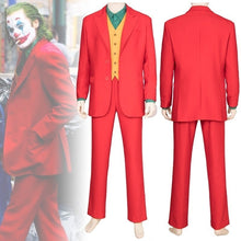 Load image into Gallery viewer, Movie Joker Cosplay Suit Full Set Outfits Men's Halloween Costumes The Joker Uniform Red Suit Halloween Men Women Outfit+Mask
