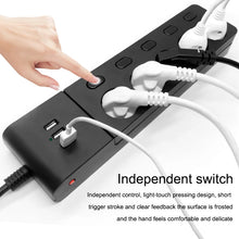 Load image into Gallery viewer, Multiple Power Strip Surge Protection EU Plug Electrical Extension Sockets USB 5 way Outlets Independent Switch Control 2m Cord
