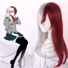Load image into Gallery viewer, My Hero Academia Todoroki Shoto Long Wig  Cosplay Girl Ver. Boku No Hero Academia Red and White Hair Costume Halloween Party Wig
