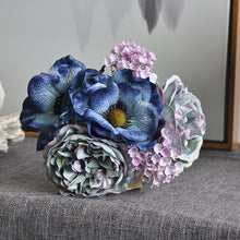 Load image into Gallery viewer, Nordic peony bouquet anemone wedding bridal bouquet silk artificial flowers DIY scrapbook flores artificiales room decor
