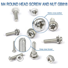 Load image into Gallery viewer, Screws 541/721pcs Cross Recessed Round Head M3 M4 M5 Screw Set Nut Washer Stainless Steel Phillips Machine Screw Assorted Kit

