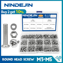 Load image into Gallery viewer, Screws 541/721pcs Cross Recessed Round Head M3 M4 M5 Screw Set Nut Washer Stainless Steel Phillips Machine Screw Assorted Kit
