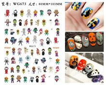 Load image into Gallery viewer, Nail Art Stickers Accessoires Halloween Nails Art Manicure Terug Lijm Decal Decoraties Stickers Voor Nagels Tips Beauty Sticker
