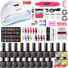 Load image into Gallery viewer, Nail set 120/54W UV LED LAMP for Manicure Gel nail polish Set Kit Gel Varnish Electric Nail Drill Manicure Sets Nail Art Tools
