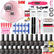 Load image into Gallery viewer, Nail set 120/54W UV LED LAMP for Manicure Gel nail polish Set Kit Gel Varnish Electric Nail Drill Manicure Sets Nail Art Tools
