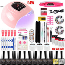 Load image into Gallery viewer, Nail set 120/54W UV LED LAMP for Manicure Gel nail polish Set Kit Gel Varnish Electric Nail Drill Manicure Sets Nail Art Tools
