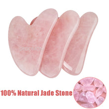 Load image into Gallery viewer, Natural Rose Jade Gouache Scraper Face Lift Massager for Face Gua Sha Board Skin Face Relax Sliming Beauty Eye Neck Thin Lift
