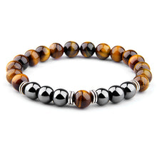 Load image into Gallery viewer, Natural Tiger Eye Beads Bracelet For Women Health Care Hematite Stretch Bracelets Men charm Fashion Jewelry charm bracelet men
