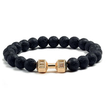 Load image into Gallery viewer, Natural Black Volcanic Lava Stone Dumbbell Bracelet black Matte Beads Bracelets For Women Men Fitness Barbell Jewelry Pulseras
