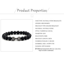 Load image into Gallery viewer, Natural Black Volcanic Lava Stone Dumbbell Bracelet black Matte Beads Bracelets For Women Men Fitness Barbell Jewelry Pulseras
