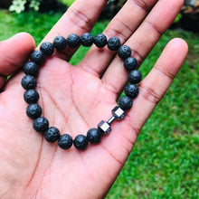 Load image into Gallery viewer, Natural Black Volcanic Lava Stone Dumbbell Bracelet black Matte Beads Bracelets For Women Men Fitness Barbell Jewelry Pulseras
