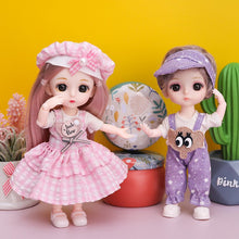 Load image into Gallery viewer, New 13 Movable Jointed Princess Dolls Toys Mini 16cm 1/12 BJD Doll Girls Toys 3D Eyes Makeup Dolls with Clothes
