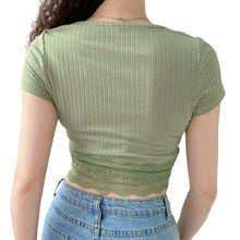 Load image into Gallery viewer, Arrival Button Sexy Crop Top Women Ribbed Knit Korean Style Short Sleeve 2020 Fashion Casual Green Summer Tops Women Clothes
