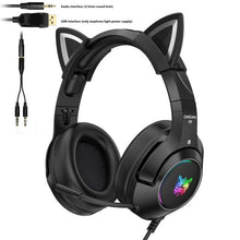 Load image into Gallery viewer, LED Cat Ear Gaming Headphones Pink Headset 7.1 Stereo Sound Removable Cat Ear Wired Gaming Headsets With Mic
