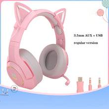 Load image into Gallery viewer, LED Cat Ear Gaming Headphones Pink Headset 7.1 Stereo Sound Removable Cat Ear Wired Gaming Headsets With Mic
