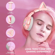 Load image into Gallery viewer, LED Cat Ear Gaming Headphones Pink Headset 7.1 Stereo Sound Removable Cat Ear Wired Gaming Headsets With Mic
