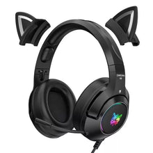 Load image into Gallery viewer, LED Cat Ear Gaming Headphones Pink Headset 7.1 Stereo Sound Removable Cat Ear Wired Gaming Headsets With Mic

