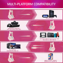 Load image into Gallery viewer, LED Cat Ear Gaming Headphones Pink Headset 7.1 Stereo Sound Removable Cat Ear Wired Gaming Headsets With Mic
