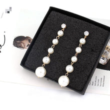 Load image into Gallery viewer, New Fashion Elegant Pearl Long Earrings Style Large Imitation Pearl Pendant Earrings Suitable For Wedding Party Gifts Brincos

