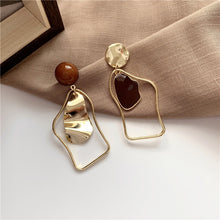 Load image into Gallery viewer, New Korean Black Acrylic Drop Earrings For Women Punk Jewelry Vintage Statement Metal Crystal Dangle Hanging Earring Asymmetric
