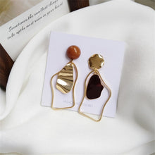 Load image into Gallery viewer, New Korean Black Acrylic Drop Earrings For Women Punk Jewelry Vintage Statement Metal Crystal Dangle Hanging Earring Asymmetric
