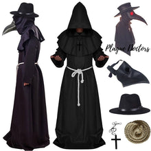 Load image into Gallery viewer, Halloween Party Role Play Plague Doctor Cosplay Costume Medieval Hooded Robe Steampunk Terror Mask Hat
