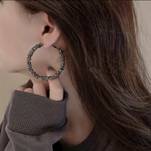 Load image into Gallery viewer, Simple Fashion Trend Round Black Rhinestone Hoop Earrings Geometric Earrings Women Elegant Exquisite Jewelry Gifts Wholesale
