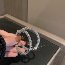 Load image into Gallery viewer, Simple Fashion Trend Round Black Rhinestone Hoop Earrings Geometric Earrings Women Elegant Exquisite Jewelry Gifts Wholesale
