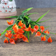 Load image into Gallery viewer, Beautiful 25 heads/bouquet mini artificial calla with leaf plastic fake lily Aquatic plants home room decoration flower
