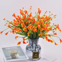 Load image into Gallery viewer, 5pcs 25 heads/bouquet mini artificial calla with leaf plastic fake lily Aquatic plants home room decoration flower
