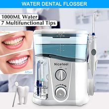 Load image into Gallery viewer, 1000ml Electric Oral Irrigator Teeth Cleaner Care Dental Flosser SPA Water Flosser with Adjustable Pressure+ 7 Pcs Jet
